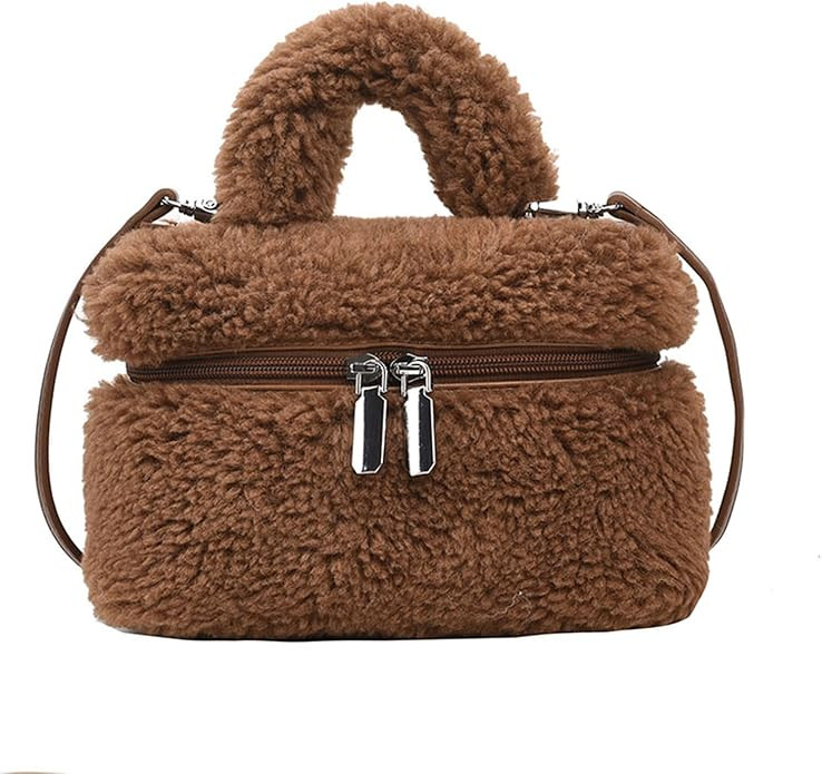 Furry Purse for Women Faux Fur Bag Cute Lambswool Fuzzy Crossbody Bags Top-Handle Fluffy Handbag | Amazon (US)