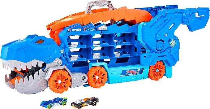 Hot Wheels City Ultimate Hauler, Transforms into Stomping T-Rex with Race Track, Lights and Sound... | Amazon (US)