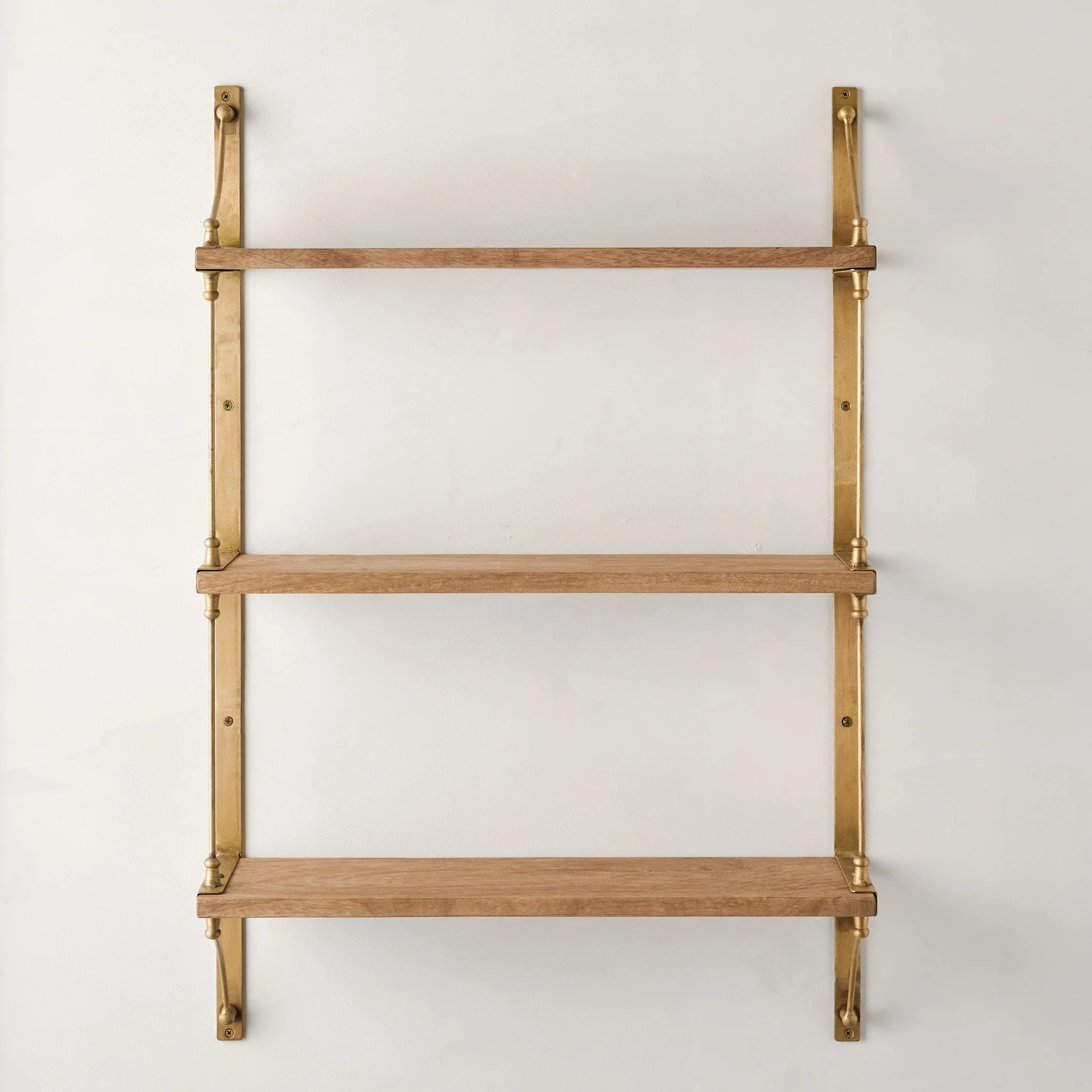Triple Parker Brass and Wood Shelf | Magnolia