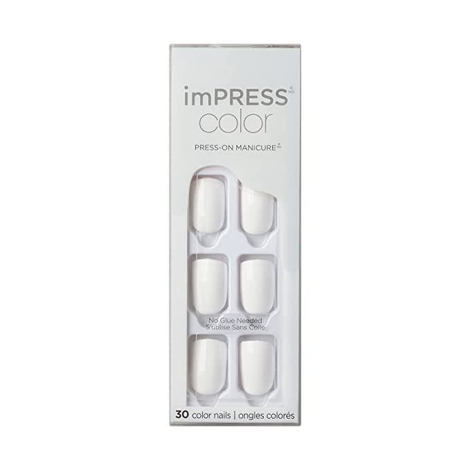 KISS imPRESS Color Press-On Manicure, Gel Nail Kit, PureFit Technology, Short Length, “Frosting... | Amazon (US)
