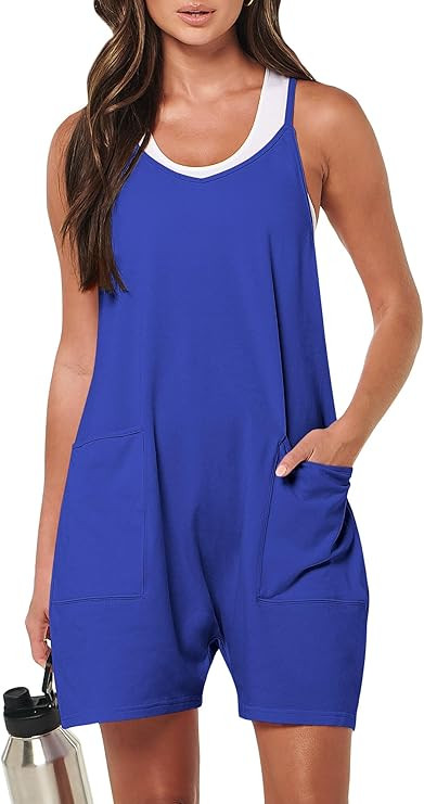 Womens Rompers Summer Casual Loose Sleeveless Overalls Spaghetti Strap Shorts Jumpsuit 2026 Beach... | Amazon (US)