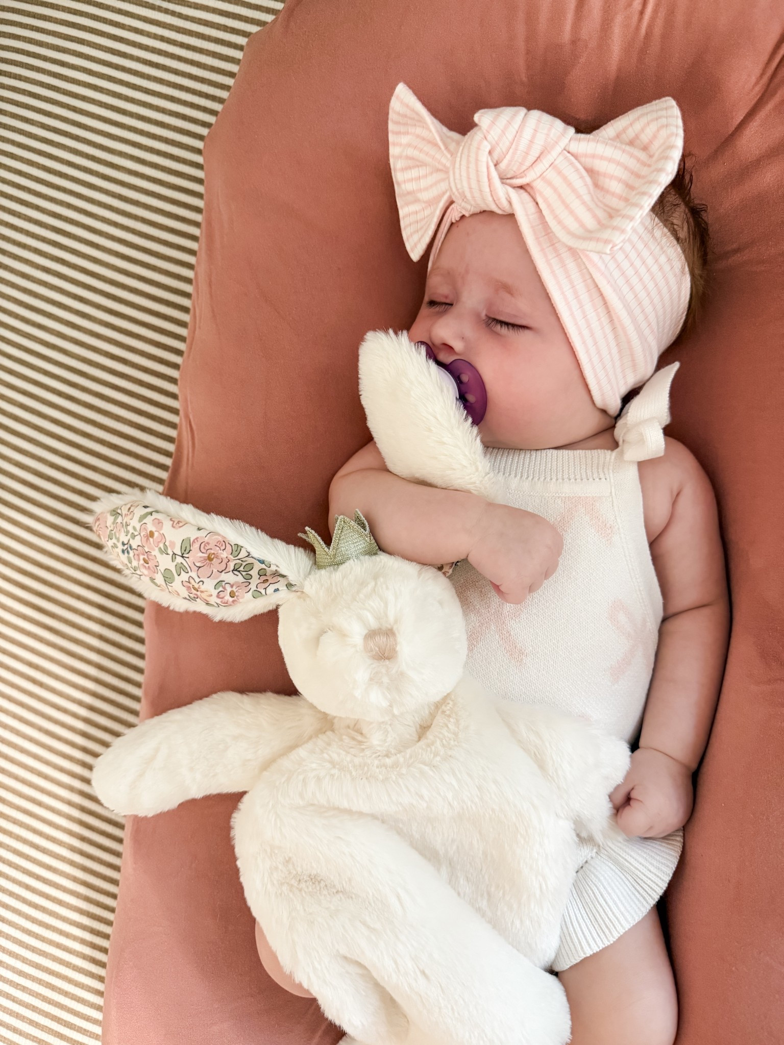 My angel baby🥹 
#LTKbaby #baby #bow #pink #bunny #snuggleme #cribsheets #outfit 