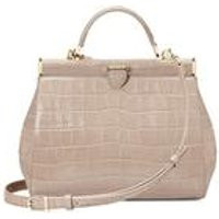 Small Florence Frame Bag in Soft Taupe Croc | Aspinal of London
