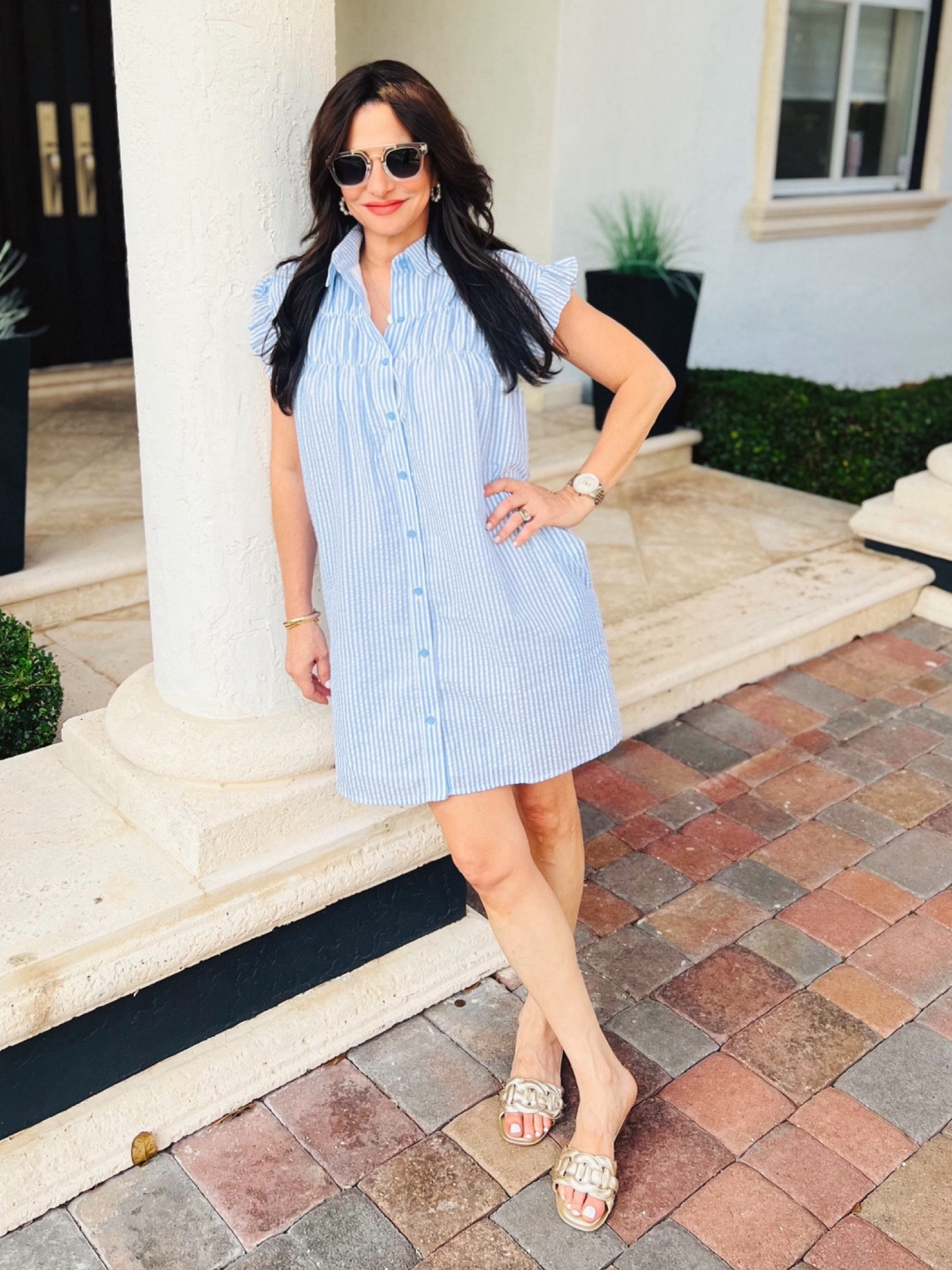 Really cute dress with Pockets !!! Wearing a sm. Slides TTS 

#LTKOver40 #LTKFindsUnder100 #LTKSeasonal