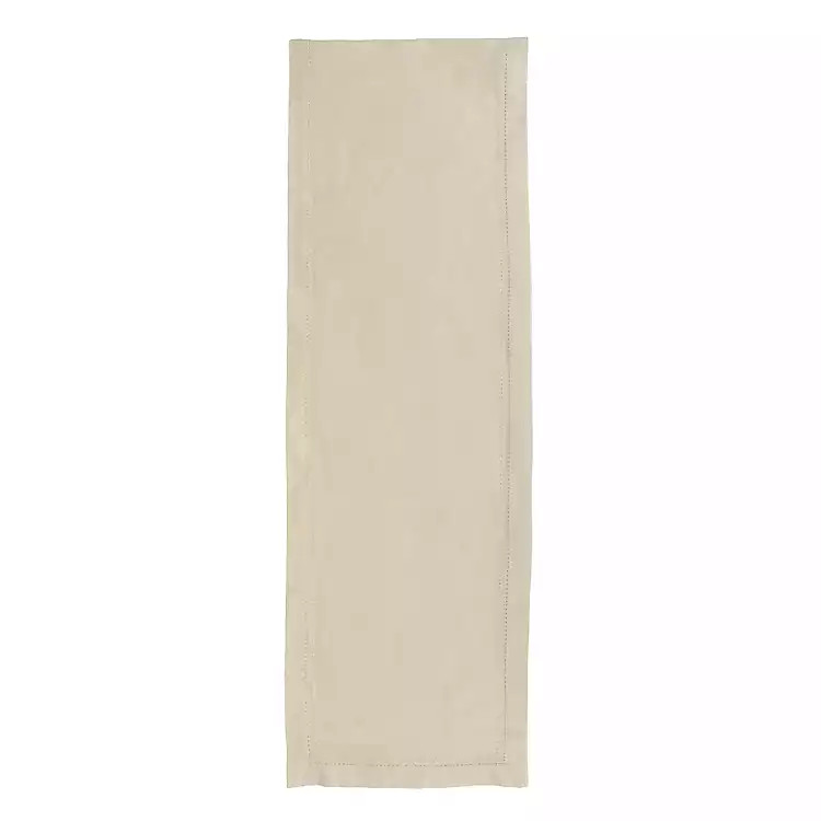 New! Ivory Hemstitch Cotton Table Runner | Kirklands