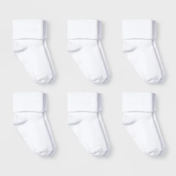 Baby 6pk Turn Cuff Socks - Cat & Jack™ White | Target