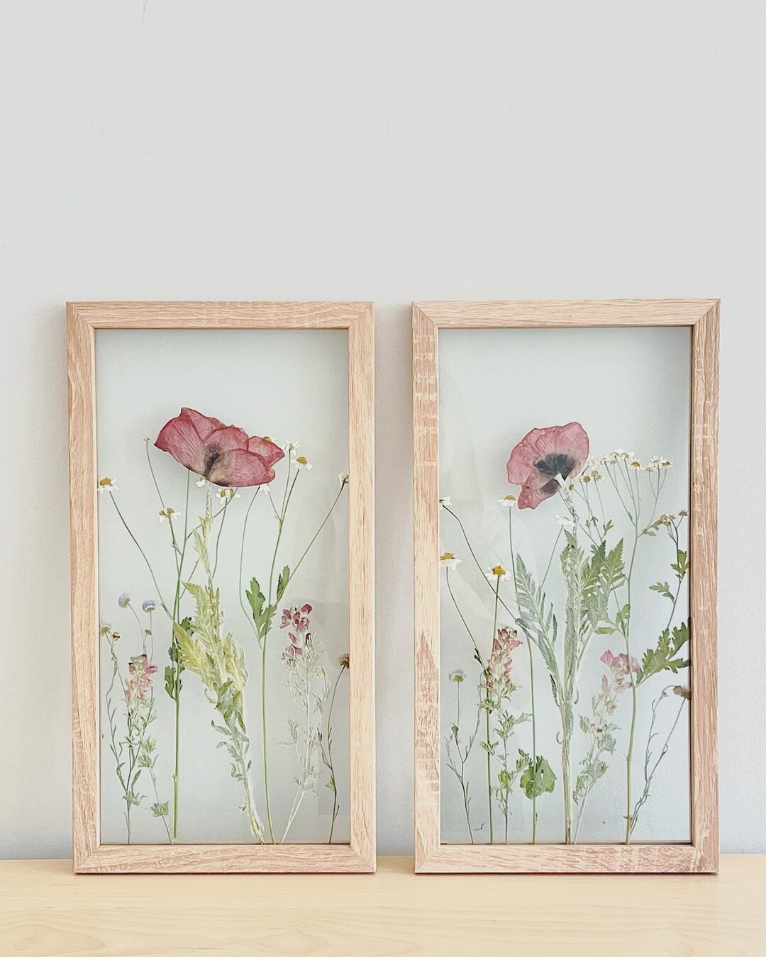 CUSTOM Pressed Flowers in Floating Glass Frame Wood Frame see Description - Etsy | Etsy (US)