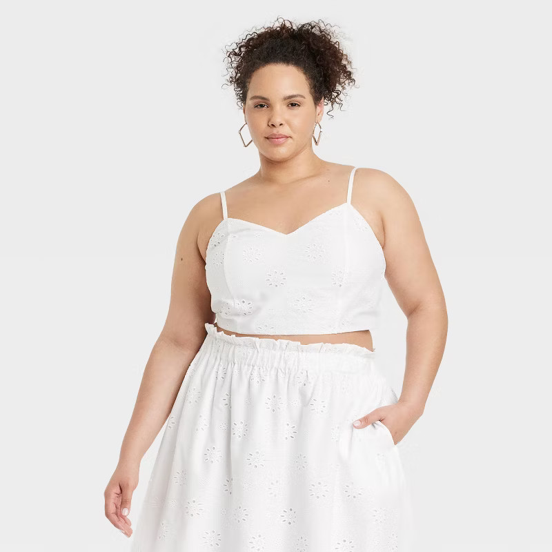 Women's Eyelet Bra Tank Top - Universal Thread™ White | Target