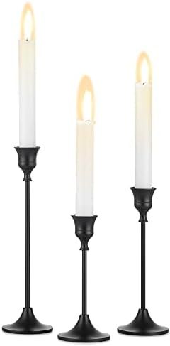 Inweder Black Candle Holders for Candlesticks - Set of 3 Taper Candle Holders, Tall Metal Candles... | Amazon (US)