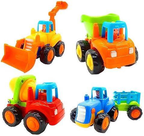Friction Powered Cars, Push and Go Toy Trucks Construction Vehicles Toys Set for 1 2 3 Year Old B... | Amazon (US)