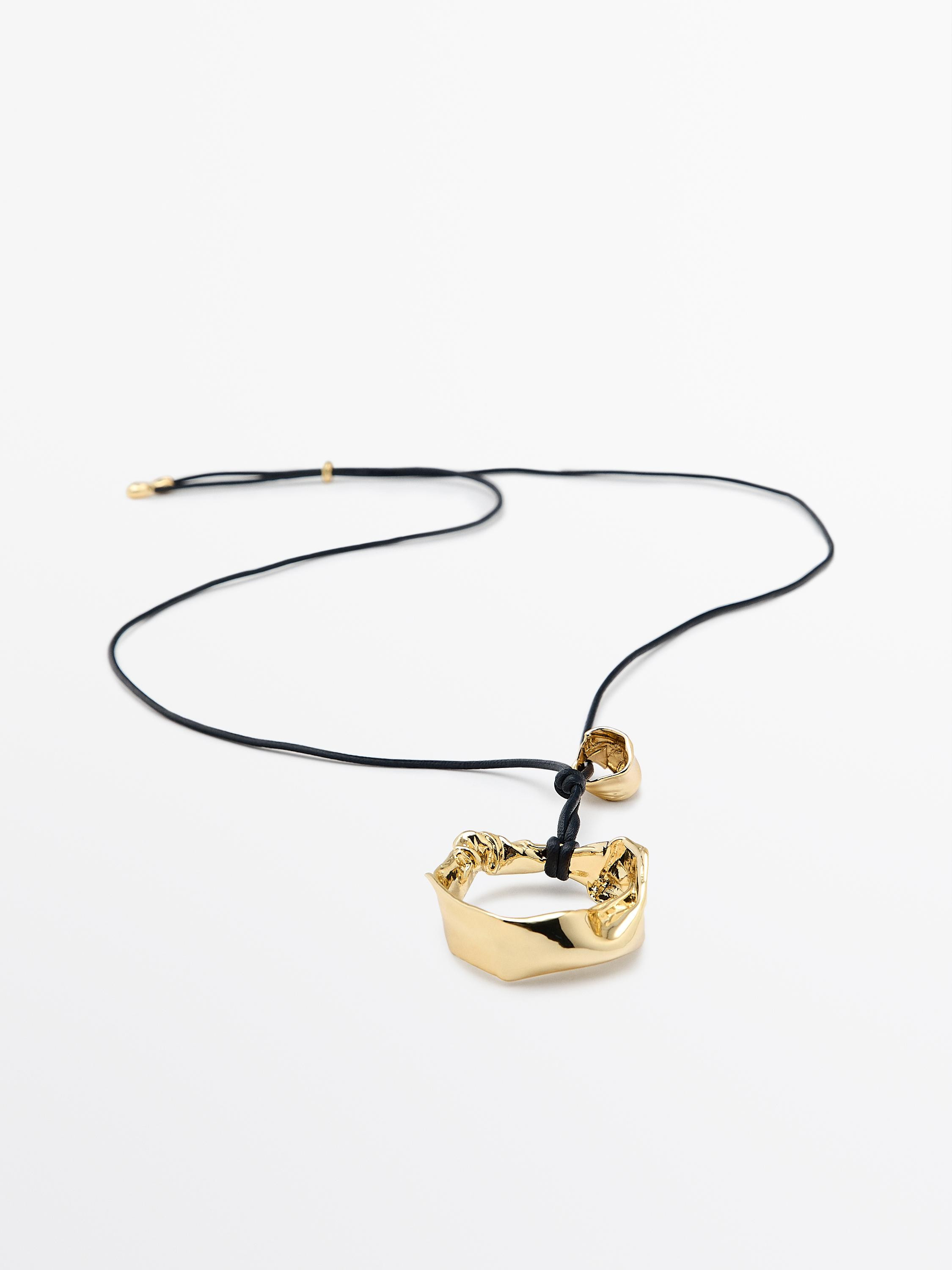 Leather necklace with irregular piece | Massimo Dutti UK