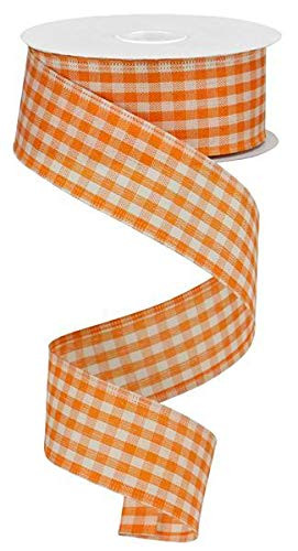 Primitive Gingham Check Wired Edge Ribbon, 10 Yards (Orange, Ivory, 1.5") | Amazon (US)