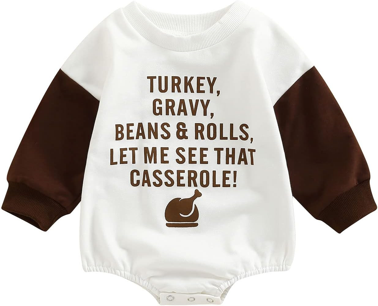 AEEMCEM Thanksgiving Baby Girl Boy Clothes Turkey Sweatshirt Romper Oversized Long Sleeve Bodysui... | Amazon (US)