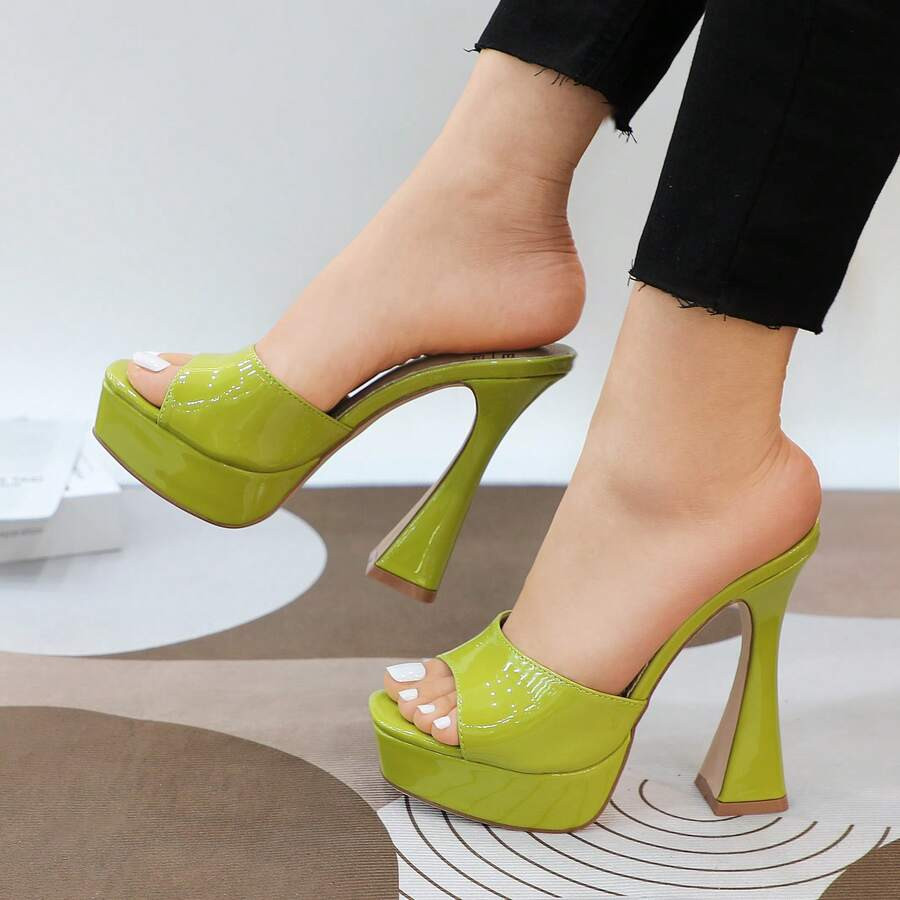 LocalHigh Heel Platform Mule Sandals With Wide Open-Toe Upper, Slip-On Design, Cushioned Insole, ... | SHEIN