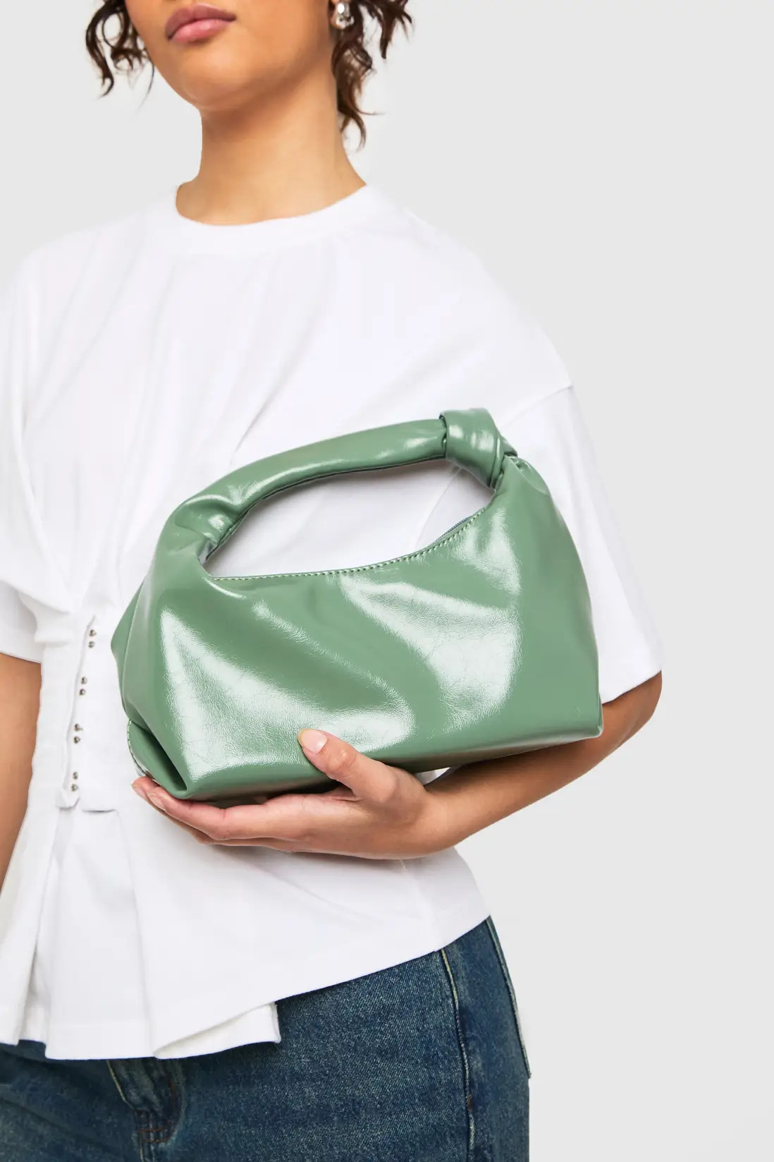 Sage Knot Handle Grab Bag | Boohoo USA | boohoo (US & Canada)
