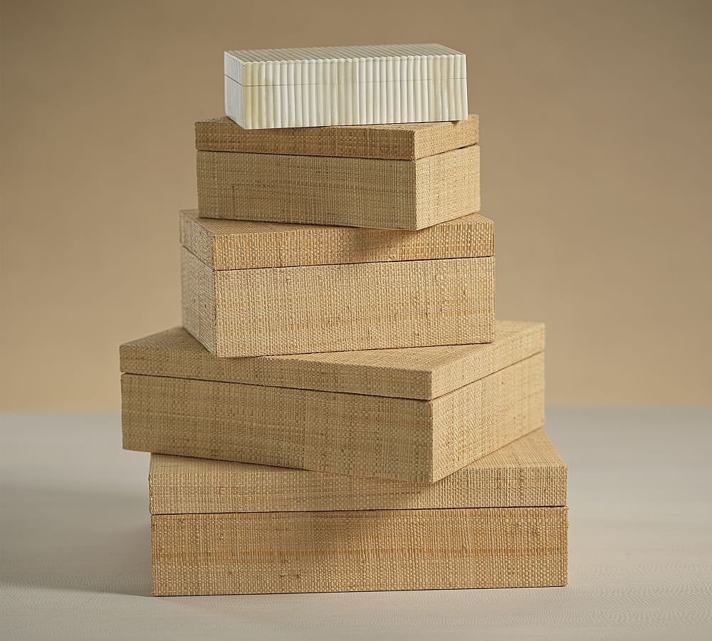 Merlin Grasscloth Decorative Box | Pottery Barn (US)