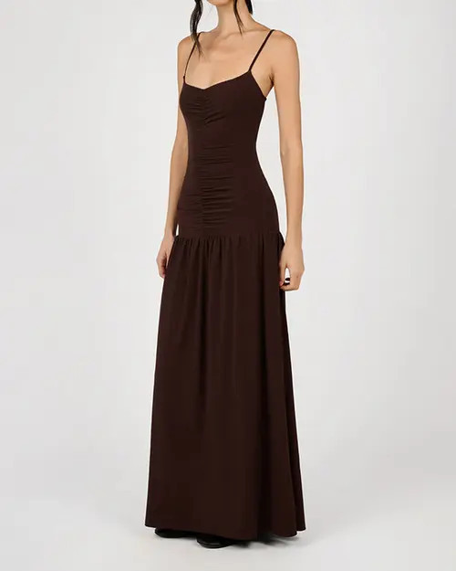 WeWoreWhat Ruched Front Scoop Maxi Dress in Chesnut at Nordstrom, Size Medium | Nordstrom