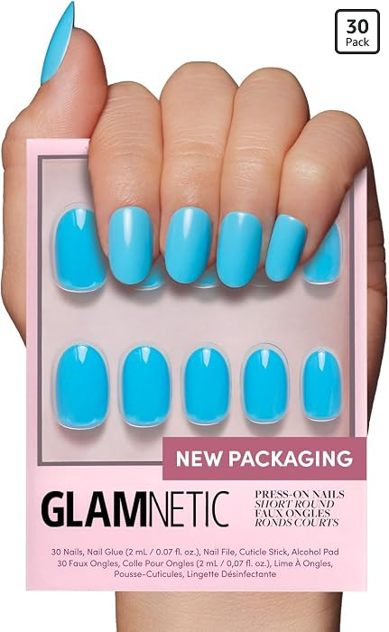 Glamnetic Press On Nails - Short Round, Glossy Fake Nails 30 Pc Full Kit | Amazon (US)