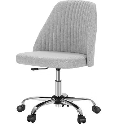 Lyngins Ergonomic Armless Office Chair, Height Adjustable Home Office Desk Chair with Curved Backrest, 360° Swivel Vanity Chair with Wheels, Gray | Target