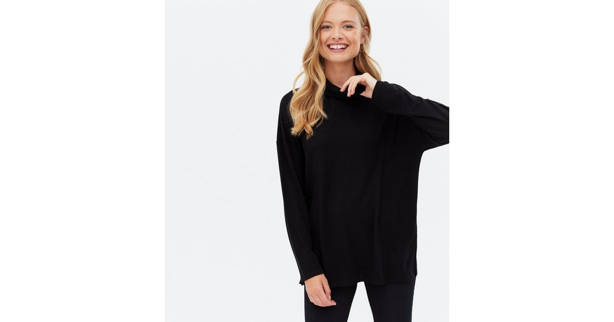 Black Brushed Fine Knit Long Roll Neck Jumper
						
						Add to Saved Items
						Remove from S... | New Look (UK)