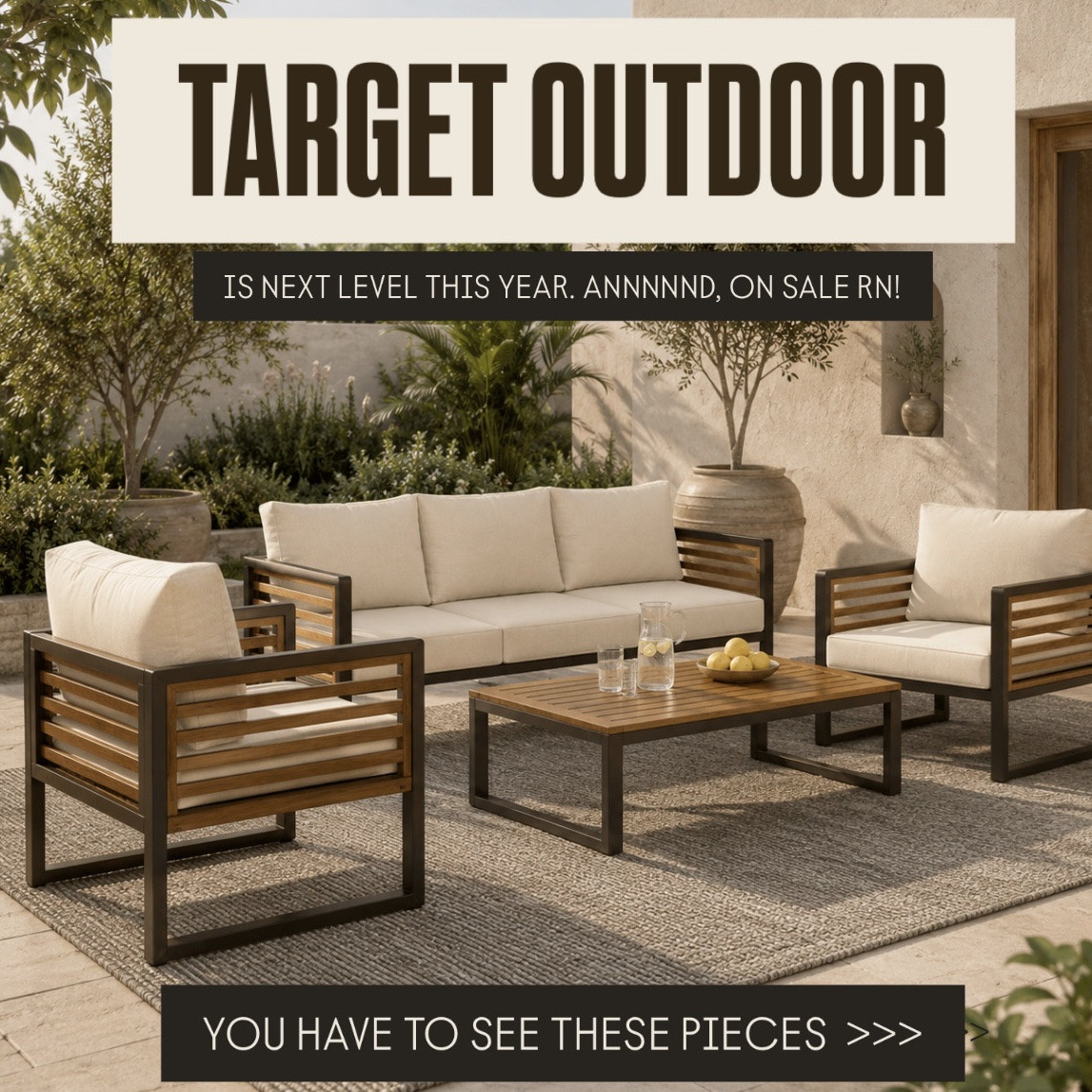 do not sit on this sale!! target has elevated their outdoor furniture game. my gawd! 😮‍💨 

outdoor living. target sale. target outdoor furniture. outdoor sectional. outdoor furniture. home decor. elevated outdoor.

#LTKHome #LTKSaleAlert #LTKSeasonal