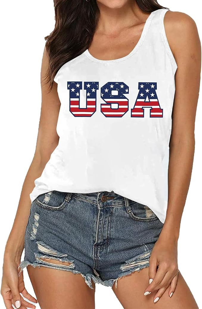 MAIHUN American Flag Tank Tops for Women 4th of July Vest Patriotic Shirt USA Flag Stars Stripes ... | Amazon (US)