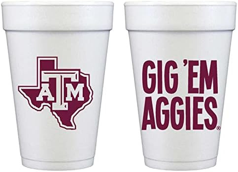 Officially Licensed Texas A&M University Logo / Gig 'Em Aggies Printed Foam Disposable Cups 16 oz... | Amazon (US)