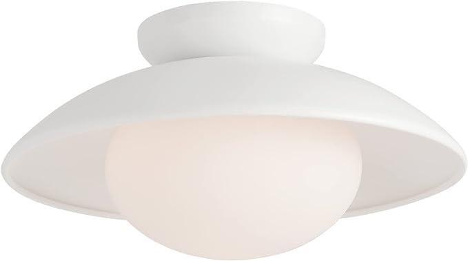 Pirxxiy Soft White Semi Flush Mount Ceiling Light Fixture, Bowl Lampshade Vintage Close to Ceilin... | Amazon (US)