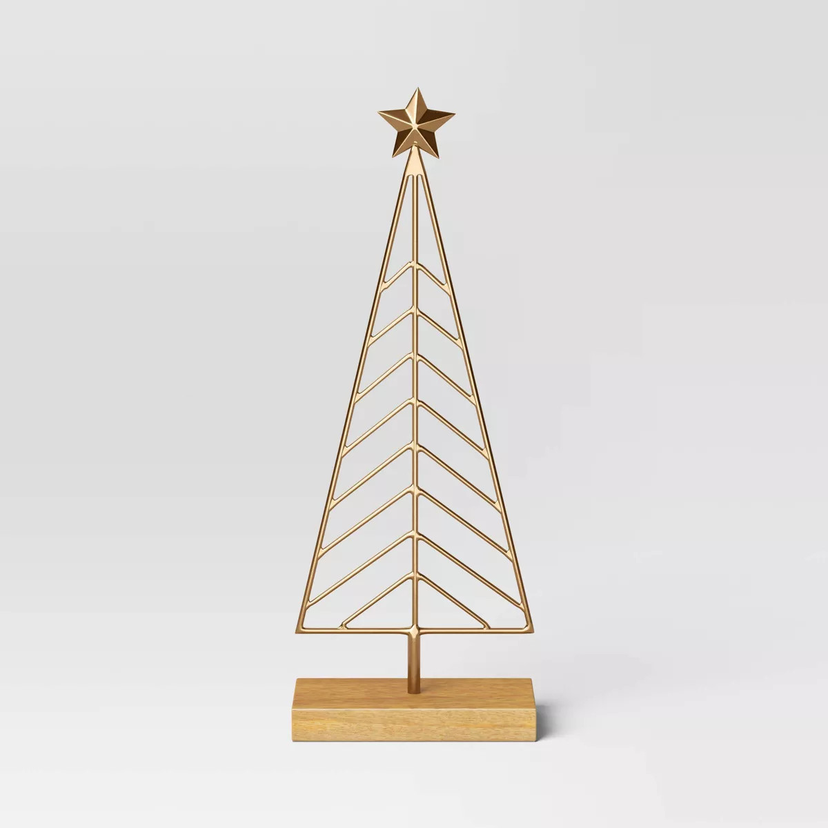 16" Metal Christmas Tree Figurine with Wood Base - Wondershop™ Gold | Target