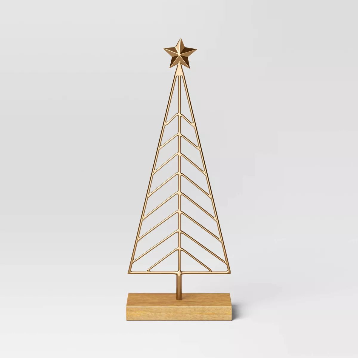 Metal Christmas Tree Figurine with Wood Base - Wondershop™ Gold | Target