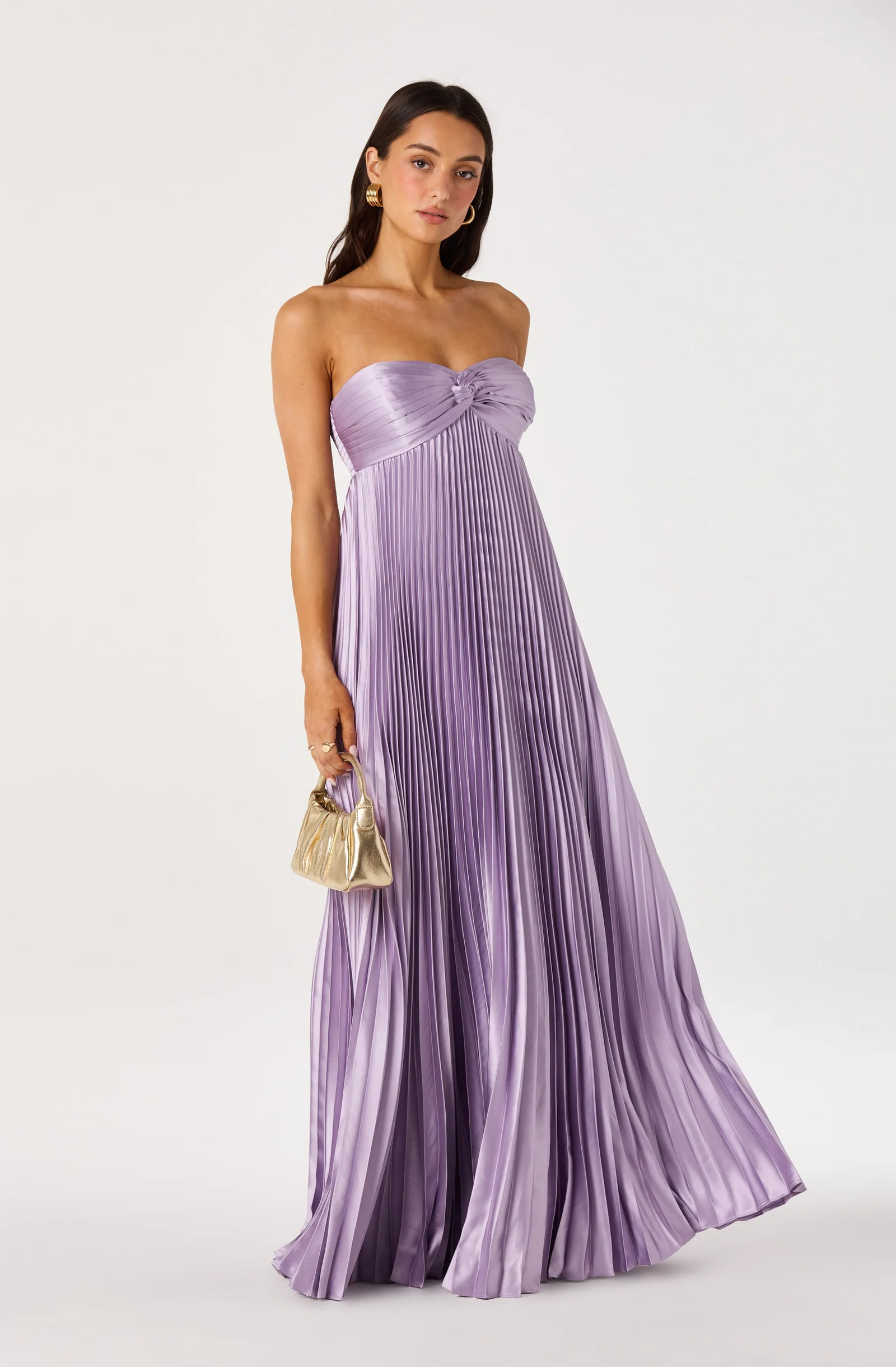 Cyrina Plissé Strapless Maxi Gown - Lavender / M | ASTR The Label (US)