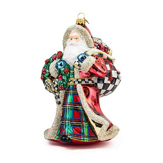 Tartastic Father Christmas Glass Ornament | MacKenzie-Childs