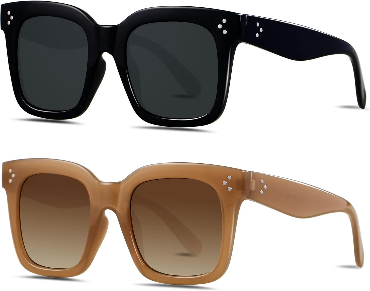 ANDWOOD Oversized Sunglasses for Women Big Large Square Wide Frame Shades Retro Trendy Fashion UV Pr | Amazon (US)