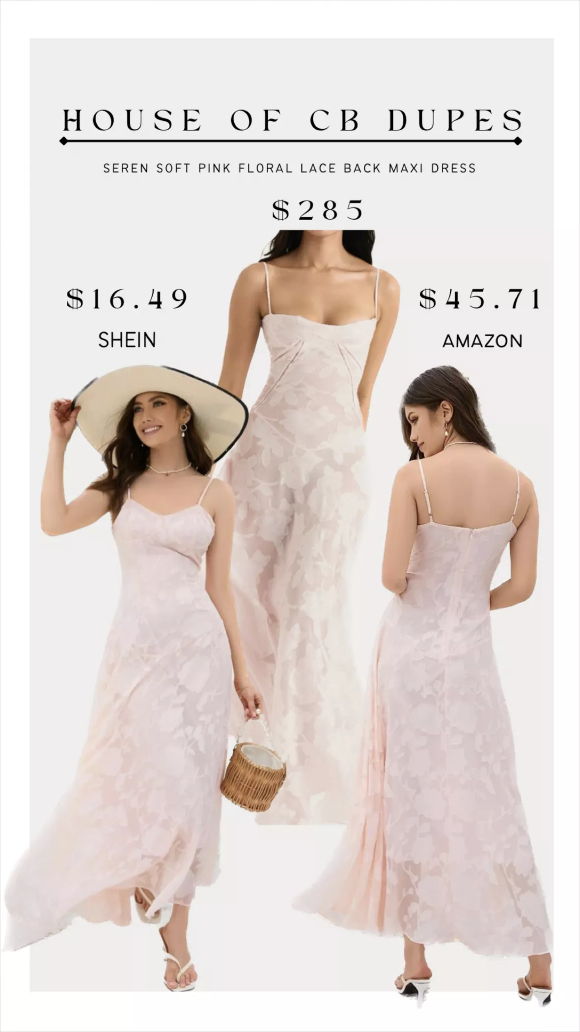 House of CB Seren Floral Lace Back Maxi Dress - Soft Pink – Dress