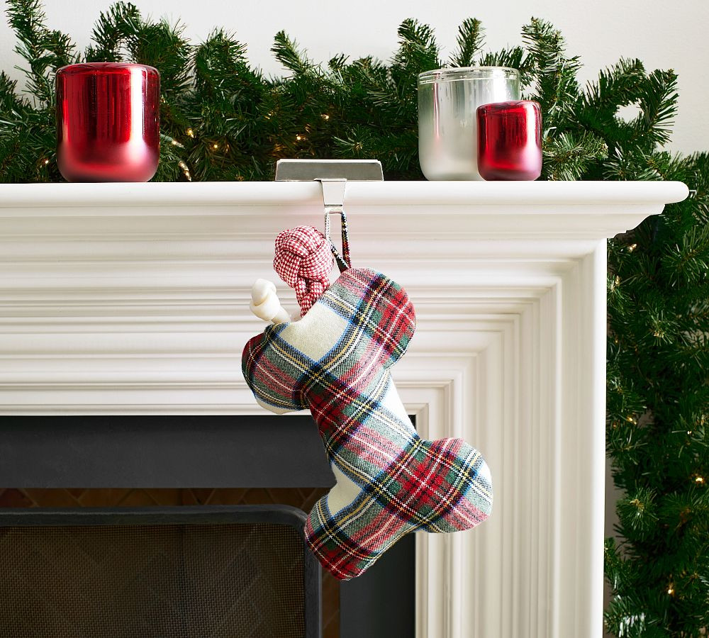 Stewart Plaid Bone Pet Stocking | Pottery Barn (US)