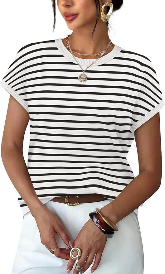 WIHOLL Short Sleeve Sweater for Women Summer Tops Crew Neck Fashion Clothing Tshirts Shirts Trave... | Amazon (US)