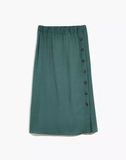 Linen-Blend Side-Button Midi Skirt | Madewell