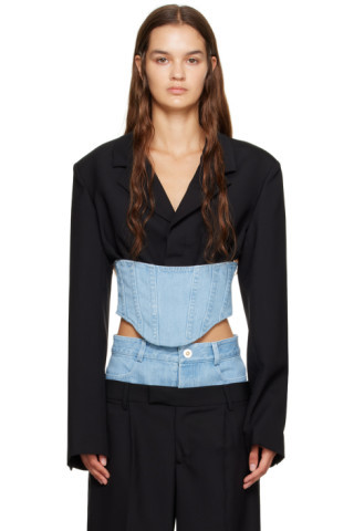 Dion Lee - Black & Blue Float Corset Blazer | SSENSE