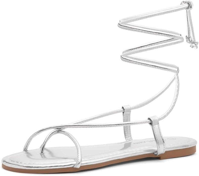 Shoe Land Women’s Flat Sandals – Comfortable Lace-Up Gladiator Sandals with Adjustable Ankle ... | Amazon (US)