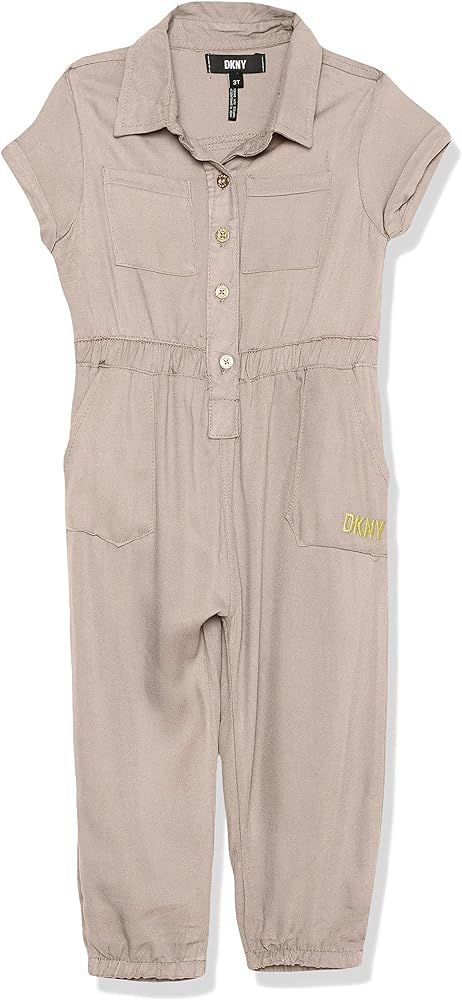 DKNY Girls Classic Comfy Short Sleeve Romper Jumpsuit | Amazon (US)