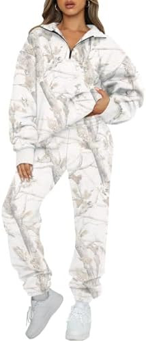 AUTOMET Women's Sweatsuits 2 Piece Outfits Lounge Sets Long Sleeve Half Zip Pullover and Baggy Sw... | Amazon (US)