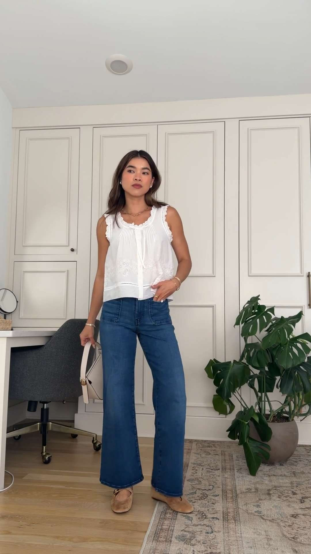I love this @Madewell blouse for the summer! It’s so light and breezy.

Sizing info: 
•Madewell The Leah Top (Size XXS in White)
•Madewell The Petite Emmy Wide-Leg Jean (Size 24 Petite in Pelion Wash) •Madewell The Remy Mary Jane Flat (In Dried Acorn) 
•Madewell The Sculpted Metal Wristlet Bag (In Vintage Muslin)

Petite style, petite fashion, mom outfit, mom style, petite pants, petite outfit ideas, petite outfits, best pants for petite, petite denim, spring style, spring outfits, beach outfits, vacation outfits, wedding guest dress, summer outfit, madewell outfits, madewell jeans, madewell blouse, summer top,

#LTKootd #LTKSeasonal #LTKPetite
