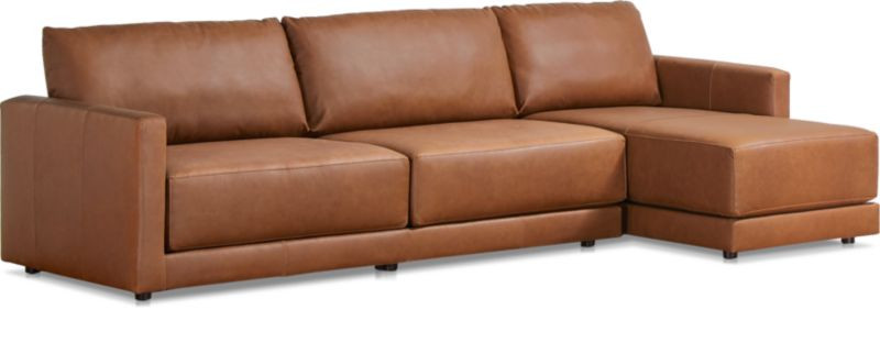 Gather Leather 2-Piece Sectional + Reviews | Crate and Barrel | Crate & Barrel