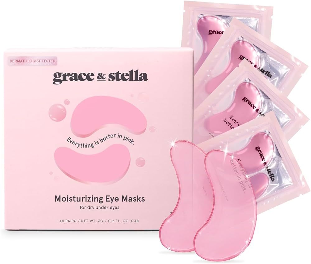 Grace & Stella Award Winning Under Eye Mask (Pink, 48 Pairs) Reduce Dark Circles, Puffy Eyes, Und... | Amazon (US)