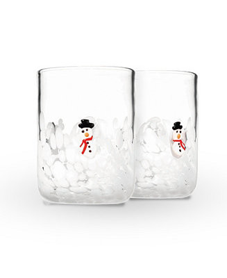 Snowman Icon Double Old Fashioned Glasses, Set of 2 | Macy's