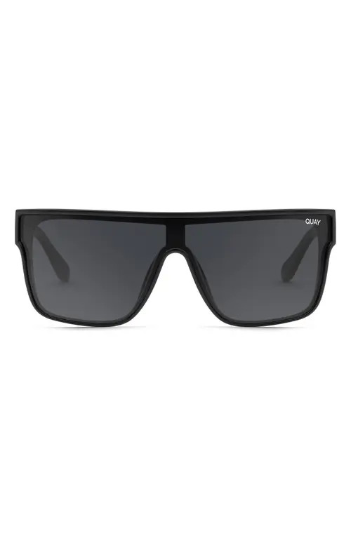 Quay Australia Nightfall 50mm Polarized Small Shield Sunglasses in Black/Black Polarized at Nordstro | Nordstrom