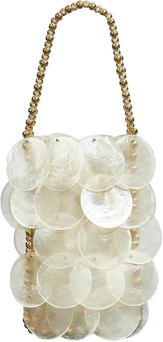 BCVWQXA Women Fashion Shell Woven Handbag Chic Shell Beach Bag Beaded Chain bag for Summer Travel... | Amazon (US)