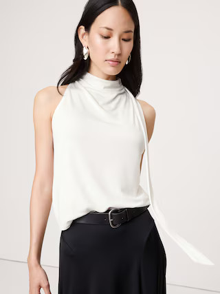 Matte Jersey Scarf-Neck TopShop This LookMatte Jersey Scarf-Neck Top$90.00 $54.99Image of 5 stars... | Banana Republic (US)