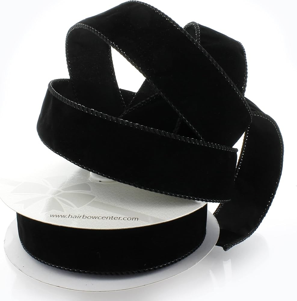 1.5" Wired Suede Velvet Ribbon Black - 10 Yards | Amazon (US)