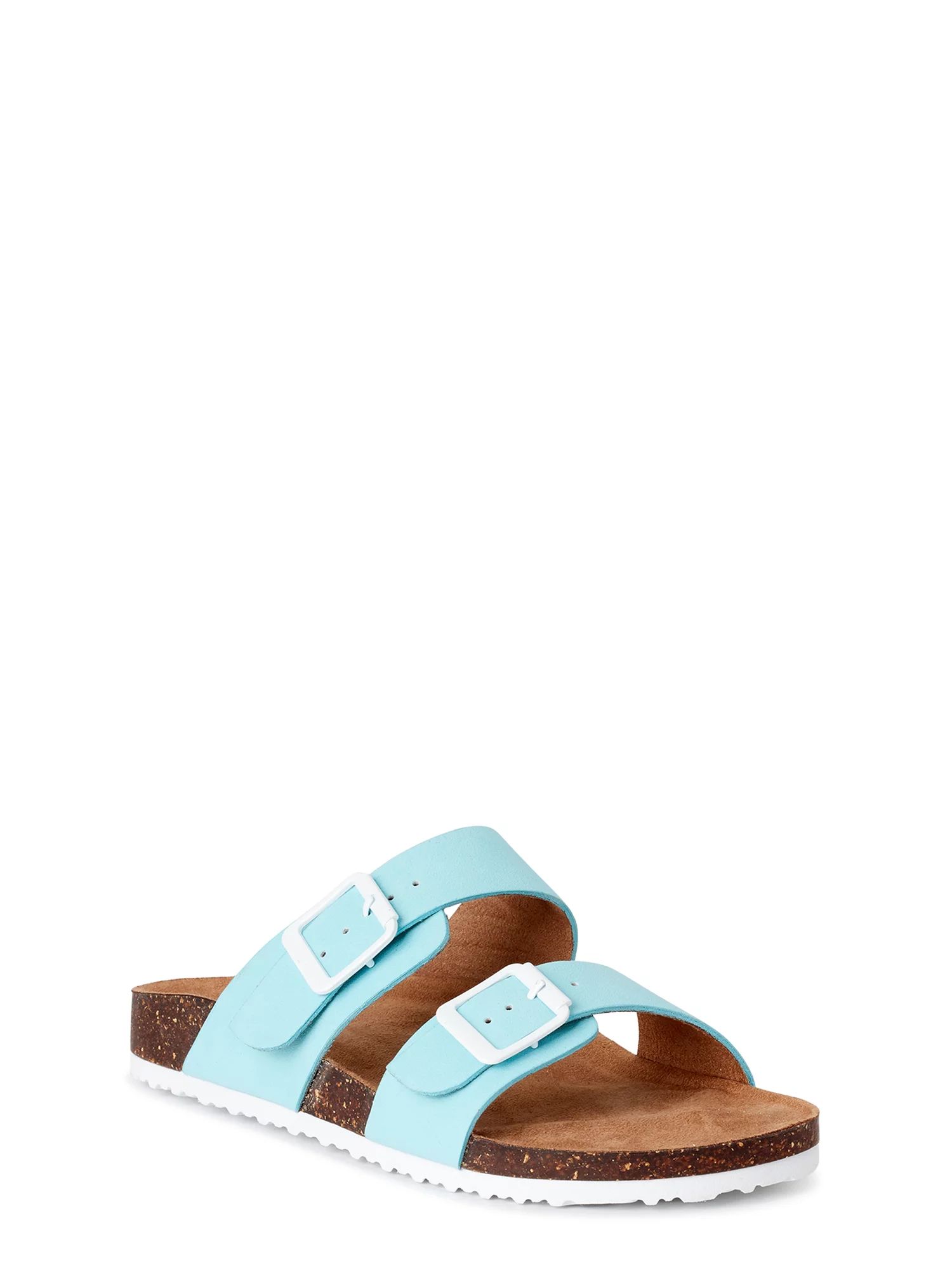 Time and Tru - Time and Tru Two-Band Footbed Slides (Women's) - Walmart.com | Walmart (US)